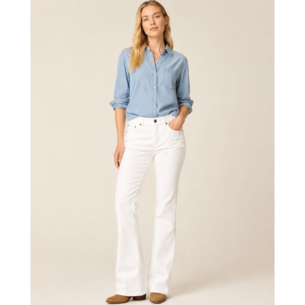 J.Crew Favorite Fit Corduroy Bootcut Pants Womens 31S White Mid Rise Classic